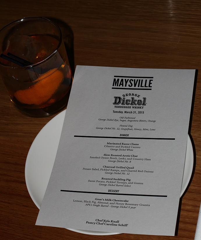 Our menu and an old-fashioned.