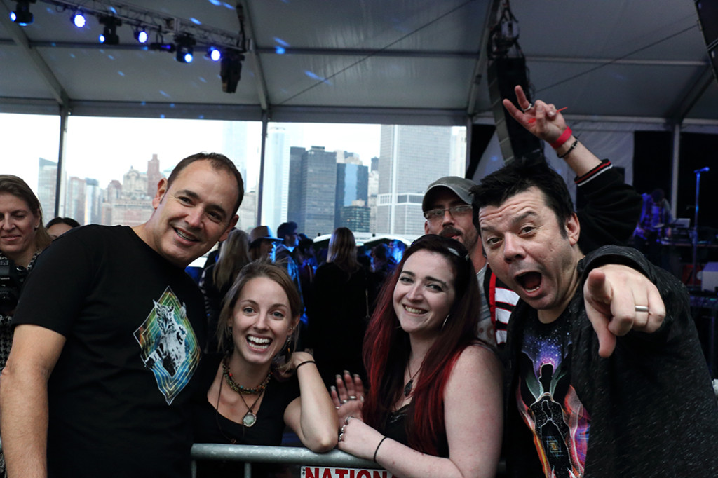 The Crystal Method posing with fans(SH)